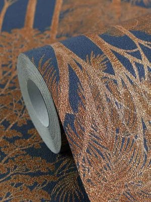 narandzasta tapeta sa motivom šume za zid