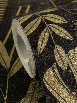 zlatna tapeta sa liscem za zid