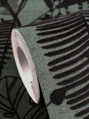 zelena tapeta sa liscem za zid