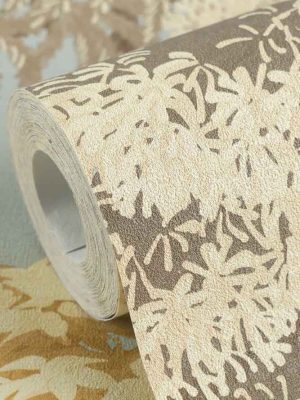 bež tapeta sa lišćem za zid