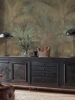 zelena tapeta sa liscem za zid