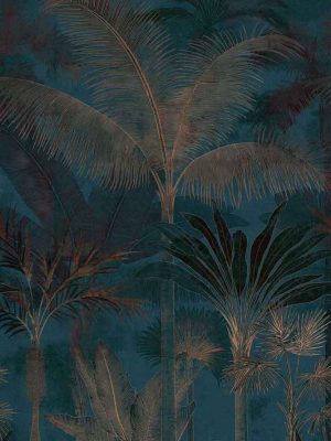 tirkizna tapeta sa lišćem za zid