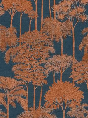 narandzasta tapeta sa motivom šume za zid