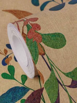 braon tapeta sa lišćem za zid