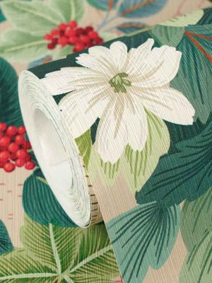 zelena tapeta sa liscem za zid