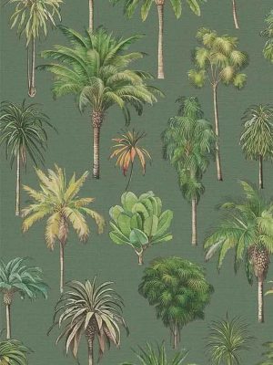 zelena tapeta sa liscem za zid