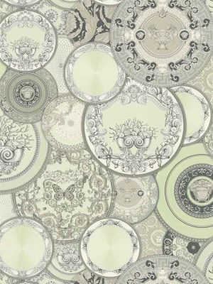 zelena barokna tapeta za zid