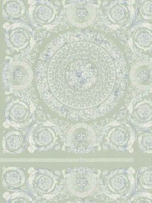 zelena barokna tapeta za zid