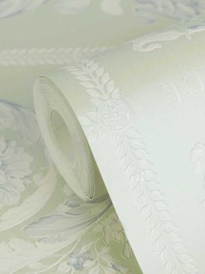 zelena barokna tapeta za zid