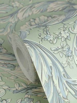 zelena cvetna tapeta za zid