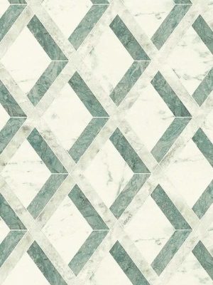 zelena geometrijska tapeta za zid