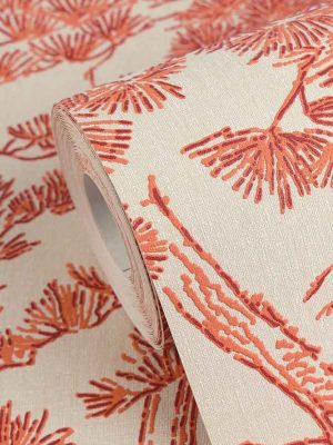 crvena tapeta sa motivom drveta odmah dostupno