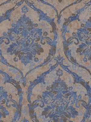 plava barokna tapeta za zid