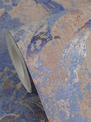 plava barokna tapeta za zid