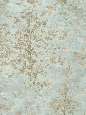 plava tapeta sa lišćem za zid