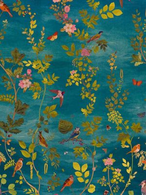 tirkizna tapeta sa lišćem za zid