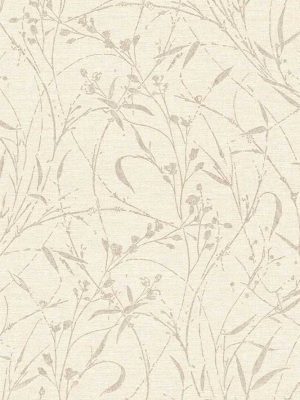 krem tapeta sa liscem za zid