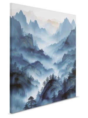 plava canvas slika sa motivom pejzaza za zid