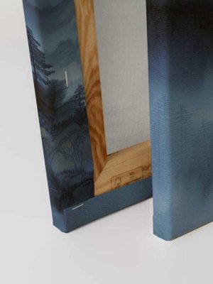 plava canvas slika sa motivom pejzaza za zid