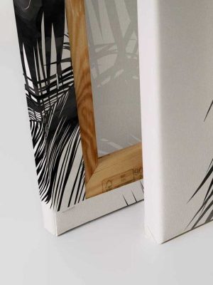 crna canvas slika sa motivom lišća za zid