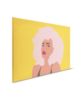 žuta canvas slika sa motivom portreta za zid
