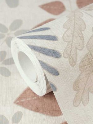 krem tapeta sa liscem za zid