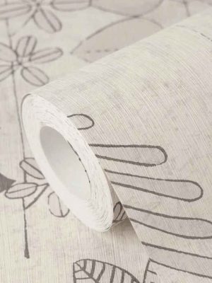 bež tapeta sa lišćem za zid