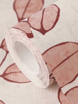 roza tapeta sa lišćem za zid