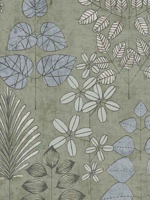 zelena tapeta sa liscem za zid