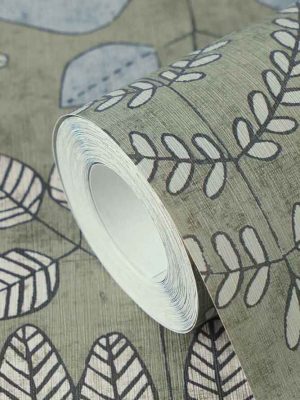 zelena tapeta sa liscem za zid