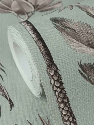 zelena tapeta sa motivom palme za zid