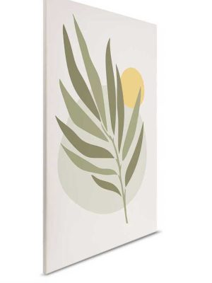 zelena canvas slika sa motivom lisca za zid