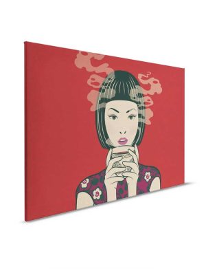 crvena canvas slika sa motivom portreta za zid