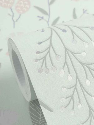zelena tapeta sa motivom lišća za zid