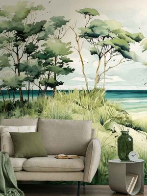 zelena panelna tapeta za zid